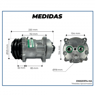 Compressores COMPRESSOR SANDEN REFRIJET 7H15 FLEX (4862) 2A 125MM 24V 8 ORELHAS R134A Imagem 6