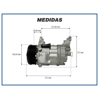 Compressores COMPRESSOR MAHLE - E-TORQ - FIAT PALIO / BRAVO / PUNTO / DOBLO / IDEA / LINEA / SIENA / STRADA - 1.3 / 1.4 / 1.6 / 1.8 - 2008>2015 - POLIA 105MM Imagem 4