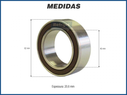 Componentes ROLAMENTO POLIA COMPRESSOR HARRISON V5 40X62X20,6 MM Imagem 1