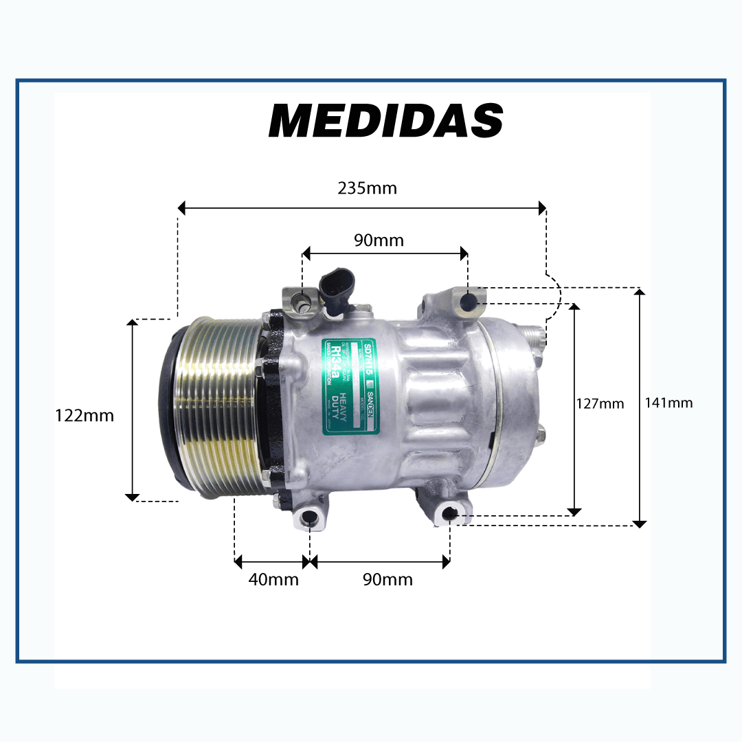 COMPRESSOR SANDEN SD7H15 6020 NEW HOLLAND P7040/ TRATOR CASE 205