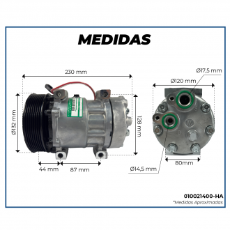 Compressores COMPRESSOR SANDEN REFRIJET 7H15 FLEX (8044) 8PK 132MM 24V 4 FUROS PASSANTES R134A CAMINHÃO VOLVO Imagem 6