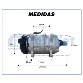 Compressores COMPRESSOR TM-16HD 46019 12V 8 ORELHAS R-134A PV6 Imagem 7