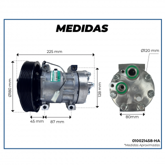 Compressores COMPRESSOR SANDEN REFRIJET 7H15 FLEX (4116U) 8PK 180MM 24V 4 FUROS PASSANTE R134A CAMINHÃO VOLVO 2008 À 2019 Imagem 6